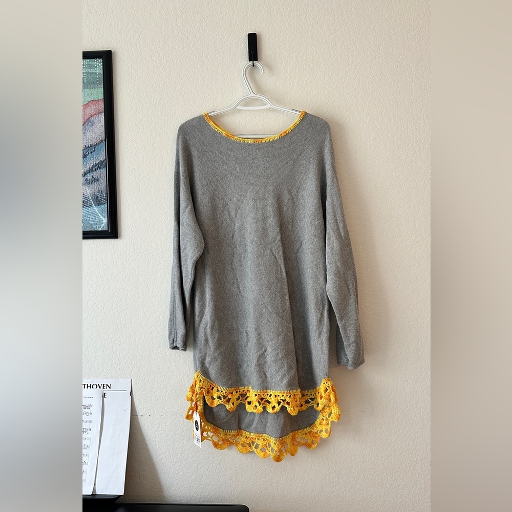Michael Kors Gray and Yellow Knit Sweater